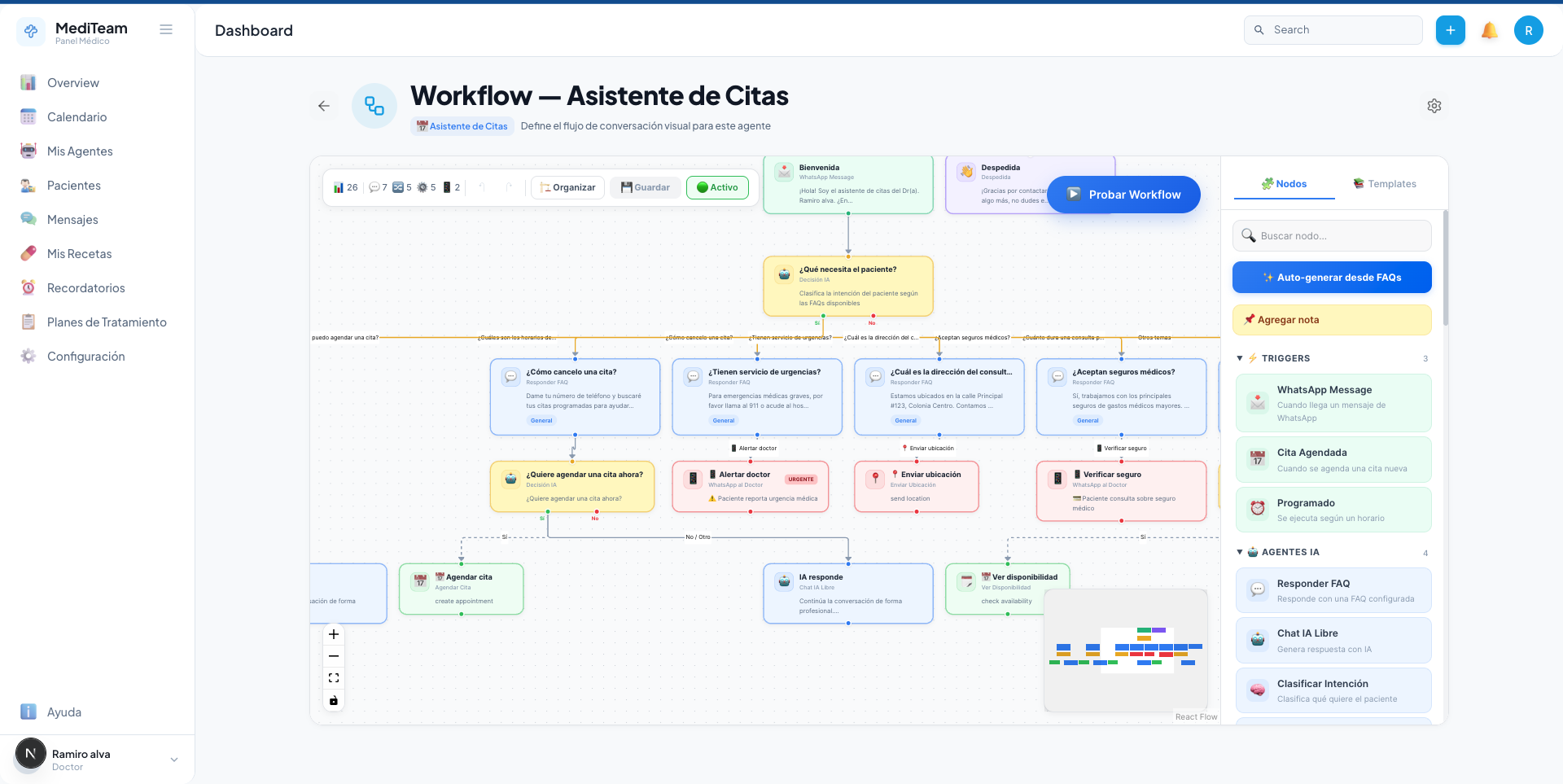 Agentes de inteligencia artificial y automatización de workflows para consultorios médicos en Zapopan